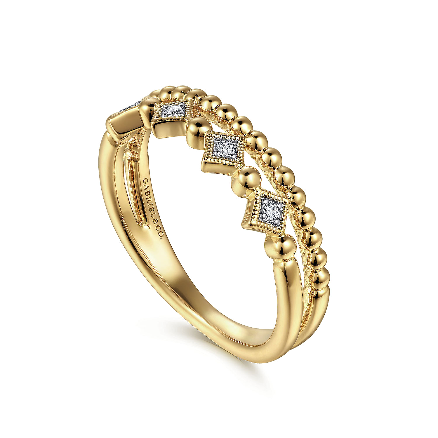 14K Yellow Gold Bujukan Diamond Easy Stackable Ring