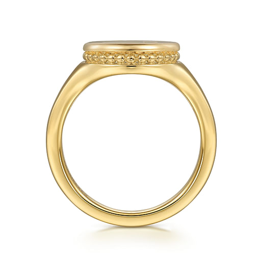 14K Yellow Gold Bujukan Diamond G Initial Signet Ring