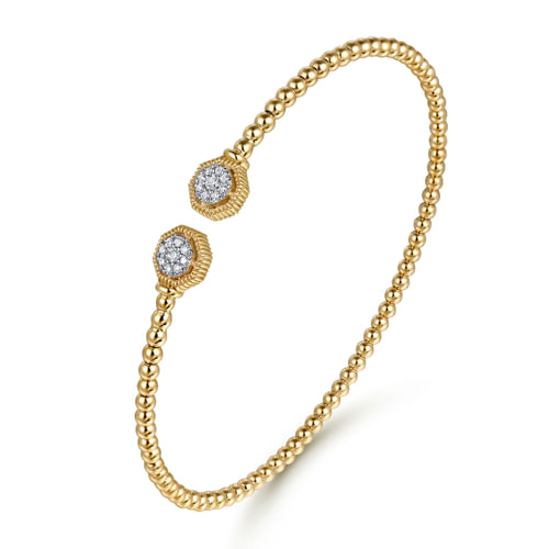 14K Yellow Gold Bujukan Diamond Hexagon Split Bangle