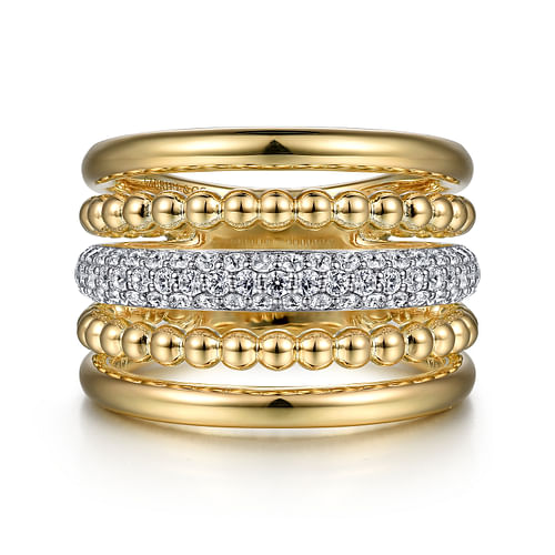 14K Yellow Gold Bujukan Diamond Ladies Easy Stackable Ring