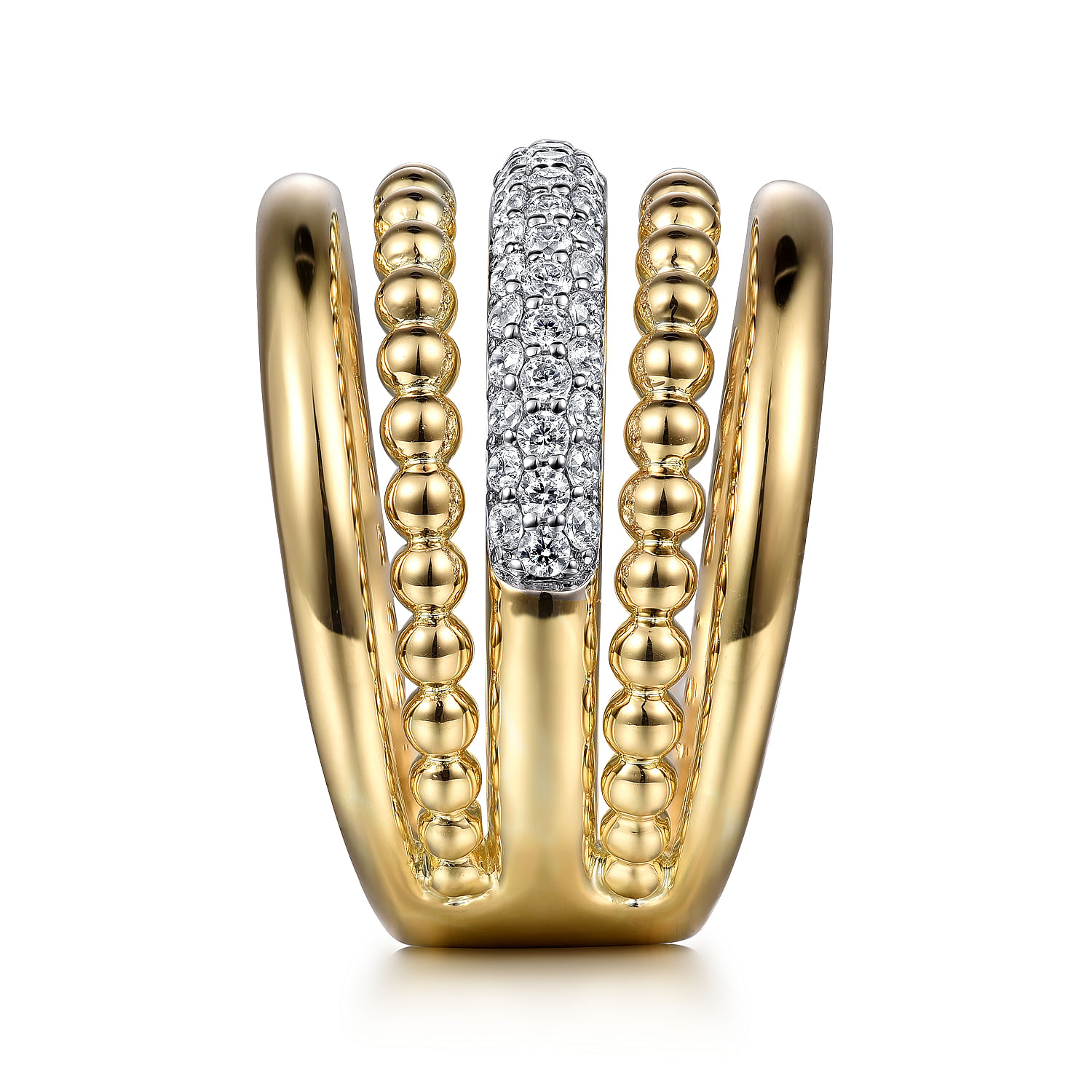 14K Yellow Gold Bujukan Diamond Ladies Easy Stackable Ring