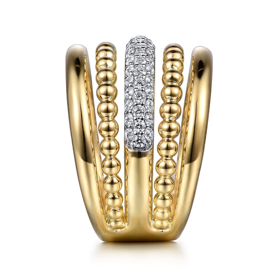 14K Yellow Gold Bujukan Diamond Ladies Easy Stackable Ring angle 4 14K Yellow Gold Bujukan Diamond Ladies Easy Stackable Ring angle 4