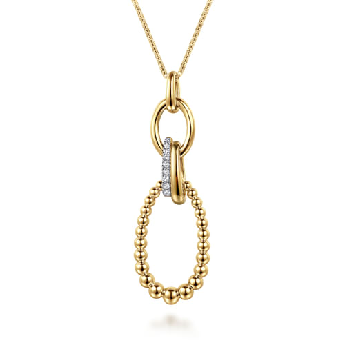 14K Yellow Gold Bujukan Diamond Link Pendant Necklace
