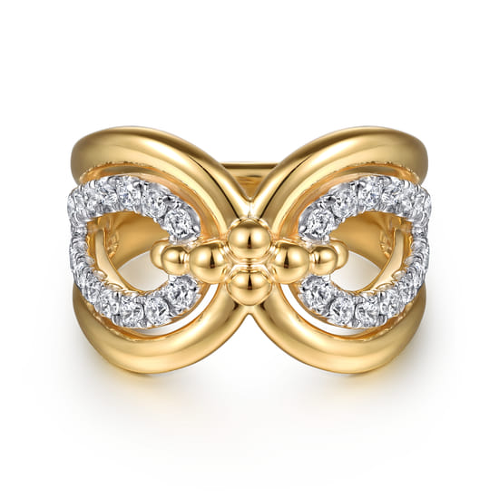 14K Yellow Gold Bujukan Diamond Link Ring