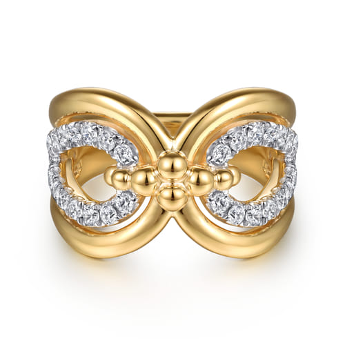 14K Yellow Gold Bujukan Diamond Link Ring 14K Yellow Gold Bujukan Diamond Link Ring