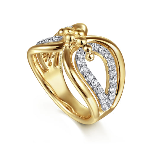 14K Yellow Gold Bujukan Diamond Link Ring 14K Yellow Gold Bujukan Diamond Link Ring