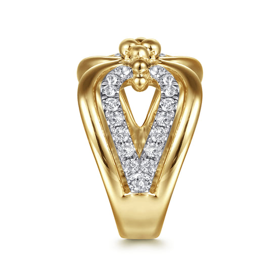 14K Yellow Gold Bujukan Diamond Link Ring angle 4