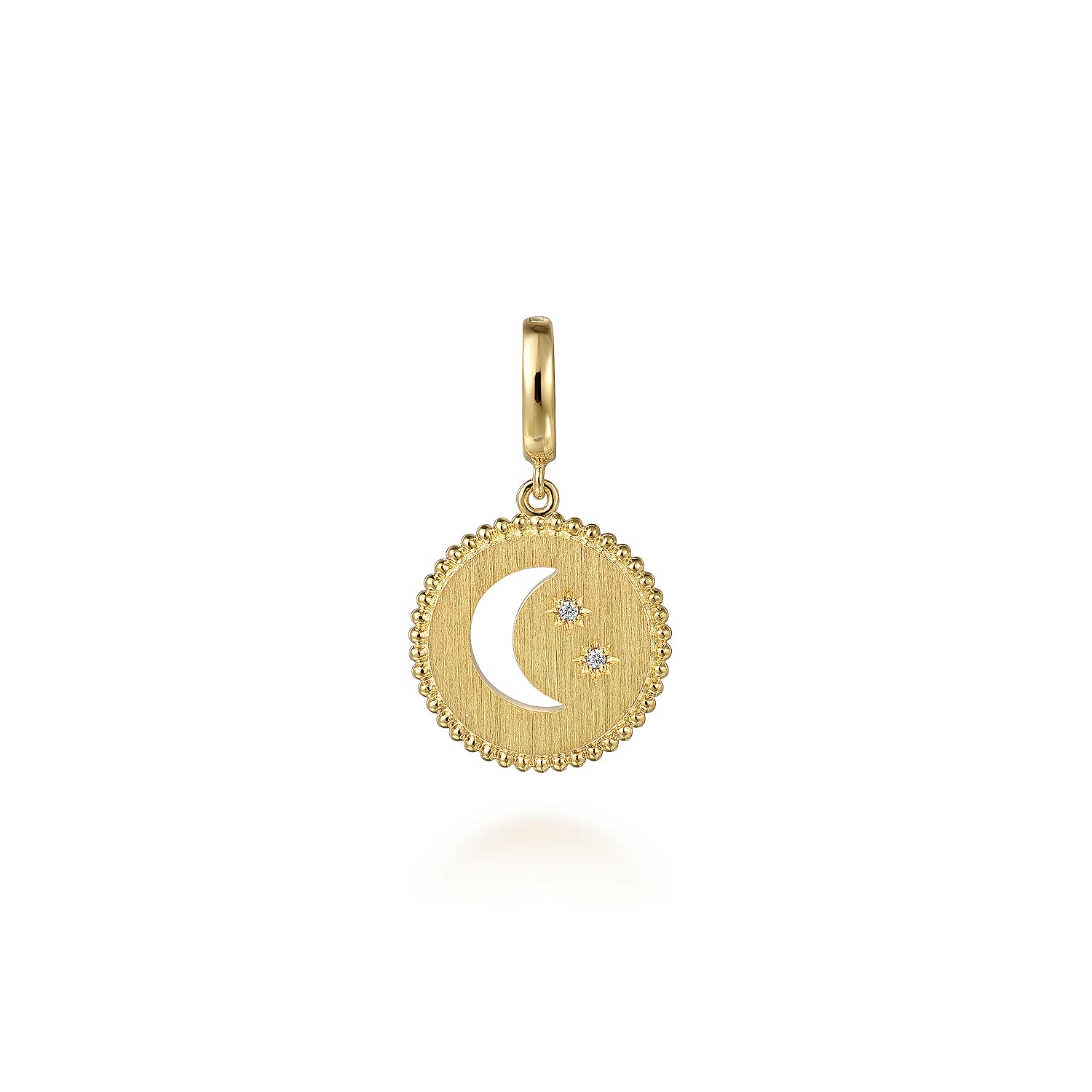 14K Yellow Gold Bujukan Diamond Moon and Star Medallion Pendant