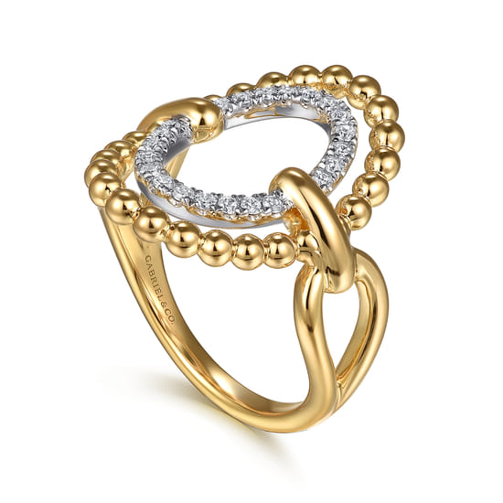 14K Yellow Gold Bujukan Diamond Oval Fashion Ring angle 3 14K Yellow Gold Bujukan Diamond Oval Fashion Ring angle 3