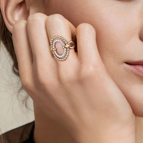 14K Yellow Gold Bujukan Diamond Oval Fashion Ring angle 6 14K Yellow Gold Bujukan Diamond Oval Fashion Ring angle 6