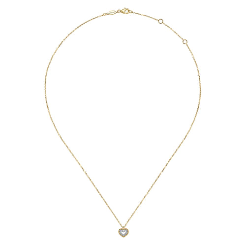 14K Yellow Gold Bujukan Diamond Pavé Heart Pendant Necklace