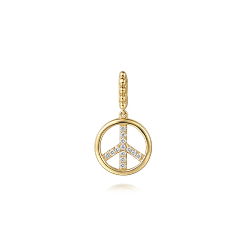 14K Yellow Gold Bujukan Diamond Peace Charm With Detachable Bail 14K Yellow Gold Bujukan Diamond Peace Charm With Detachable Bail