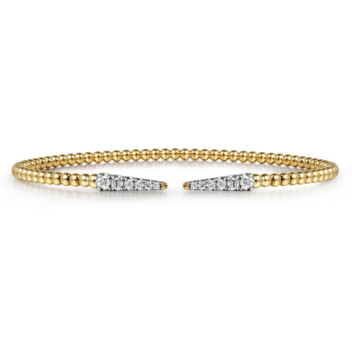 14K Yellow Gold Bujukan Diamond Spikes Split Bangle