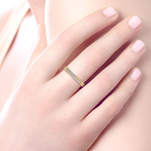 14K Yellow Gold Bujukan Diamond Stackable Ring