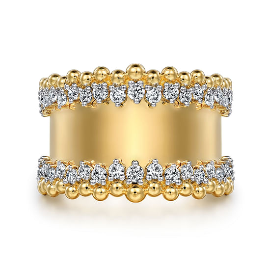 Gabriel - 14K Yellow Gold Bujukan Diamond Wide Band Ring