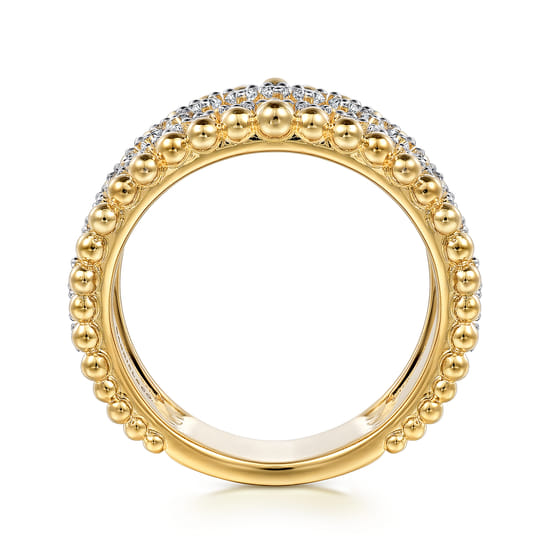14K Yellow Gold Bujukan Diamond Wide Band Ring angle 2