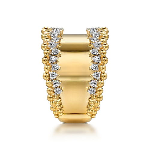 14K Yellow Gold Bujukan Diamond Wide Band Ring