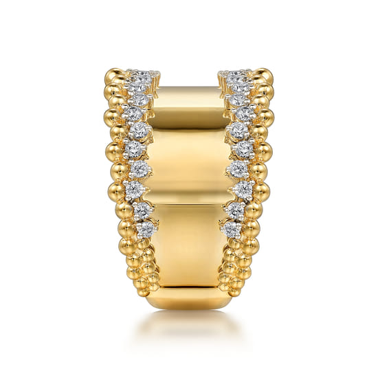 14K Yellow Gold Bujukan Diamond Wide Band Ring angle 4