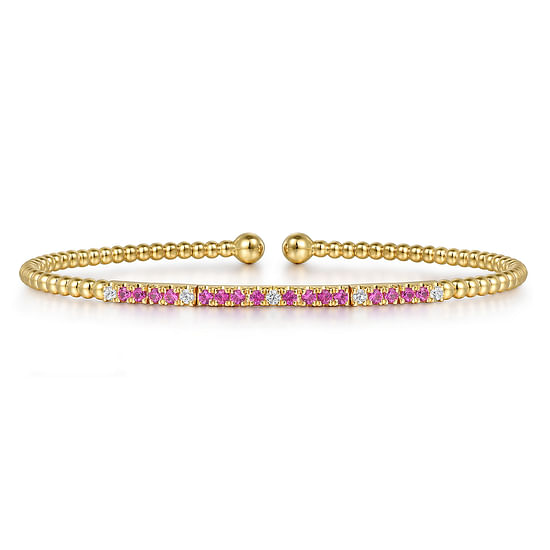 Gabriel - 14K Yellow Gold Bujukan Diamond and Ruby Split Bangle