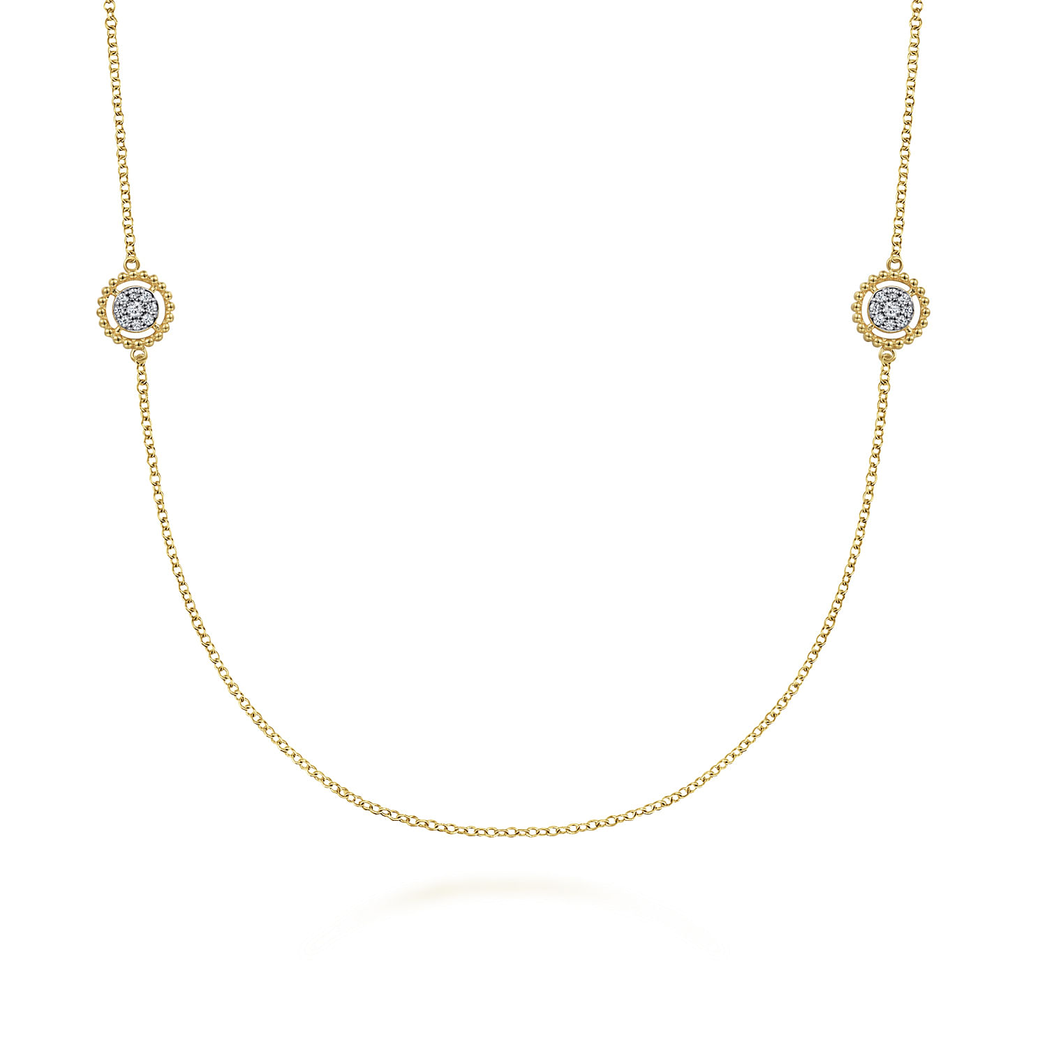 14K Yellow Gold Bujukan Double Sided Diamond Station Necklace