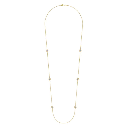 14K Yellow Gold Bujukan Double Sided Diamond Station Necklace