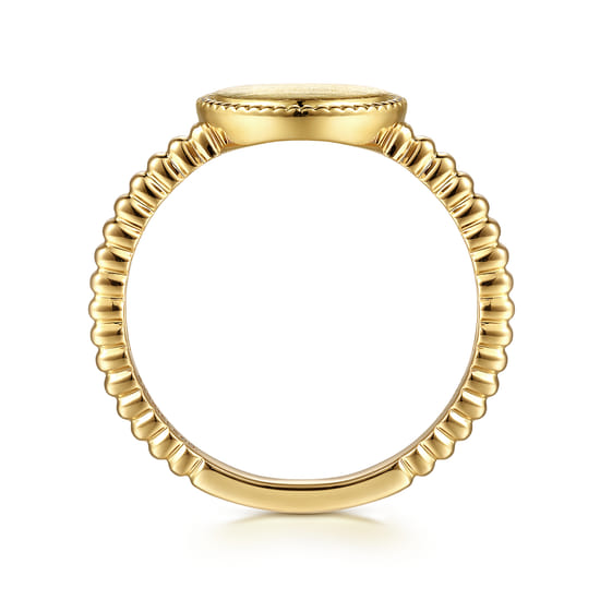 14K Yellow Gold Bujukan Engravable Signet Ring angle 2