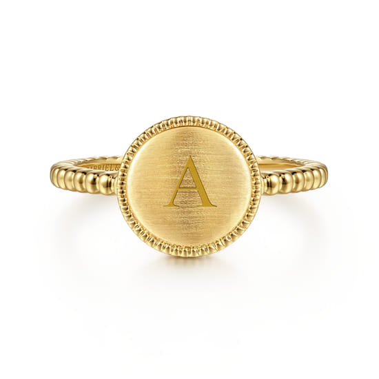 14K Yellow Gold Bujukan Engravable Signet Ring angle 6