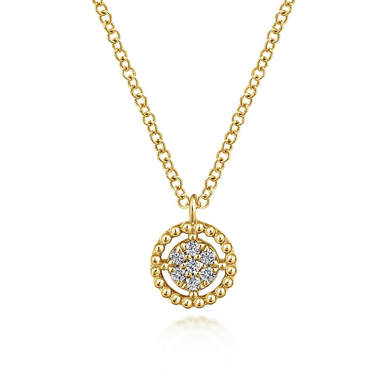 Gabriel - 14K Yellow Gold Bujukan Floating Diamond Pendant Necklace