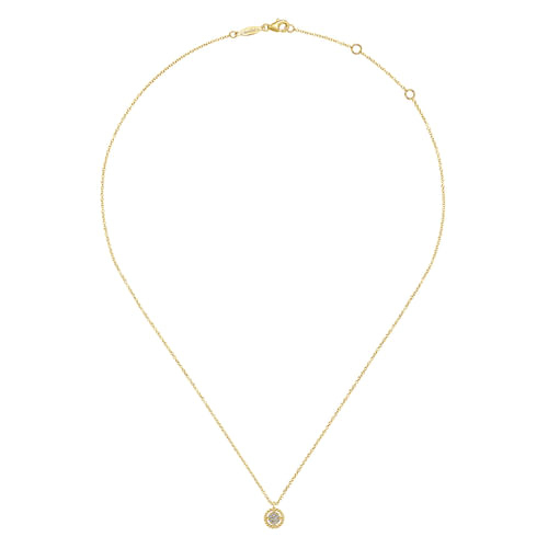 14K Yellow Gold Bujukan Floating Diamond Pendant Necklace