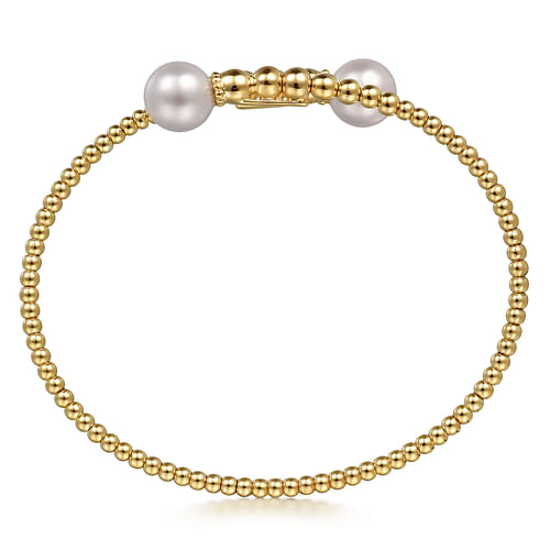 14K Yellow Gold Bujukan Fresh Water Pearl  Bangle