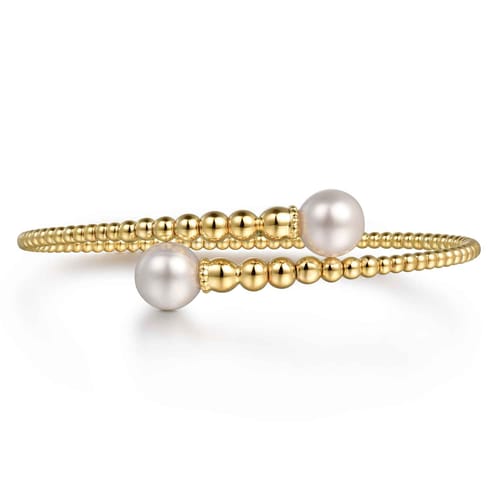 14K Yellow Gold Bujukan Fresh Water Pearl Bangle