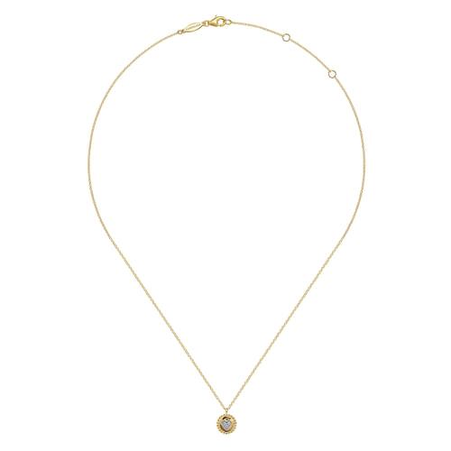 14K Yellow Gold Bujukan Heart Pendant Necklace with Diamonds