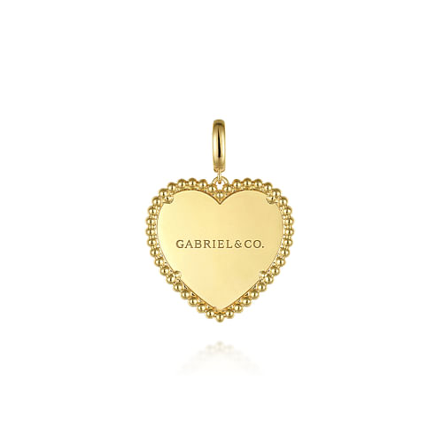 14K Yellow Gold Bujukan Heart Personalized Medallion Pendant