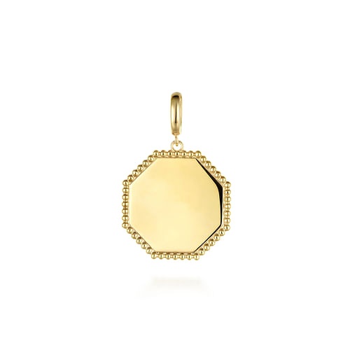 14K Yellow Gold Bujukan Hexagon Personalized Medallion Pendant