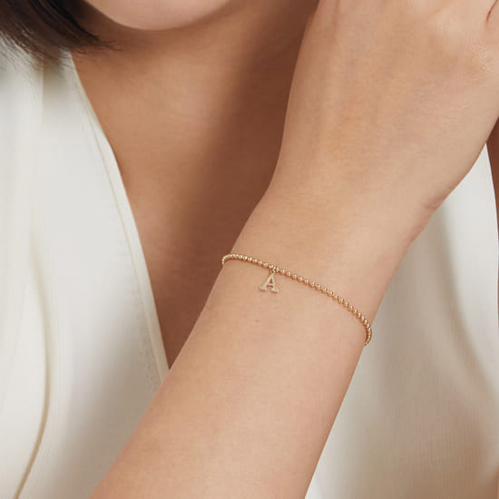 14K Yellow Gold Bujukan Initial A Bracelet angle 5