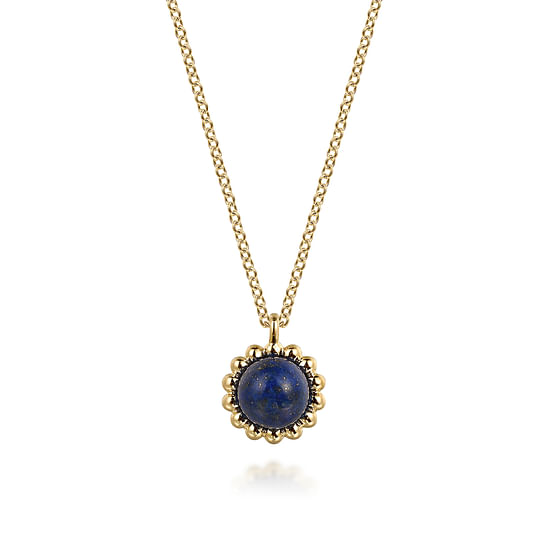 Gabriel - 14K Yellow Gold Bujukan Lapis Pendant Necklace