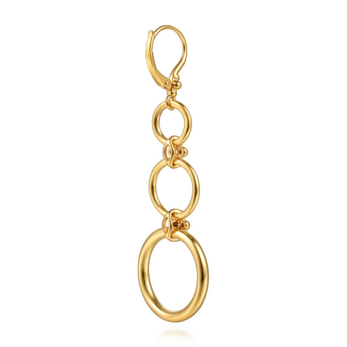 14K Yellow Gold Bujukan Link Chain Leverback Drop Earrings