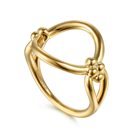 14K Yellow Gold Bujukan Link Chain Ring angle 3