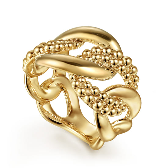 14K Yellow Gold Bujukan Link Ring angle 3