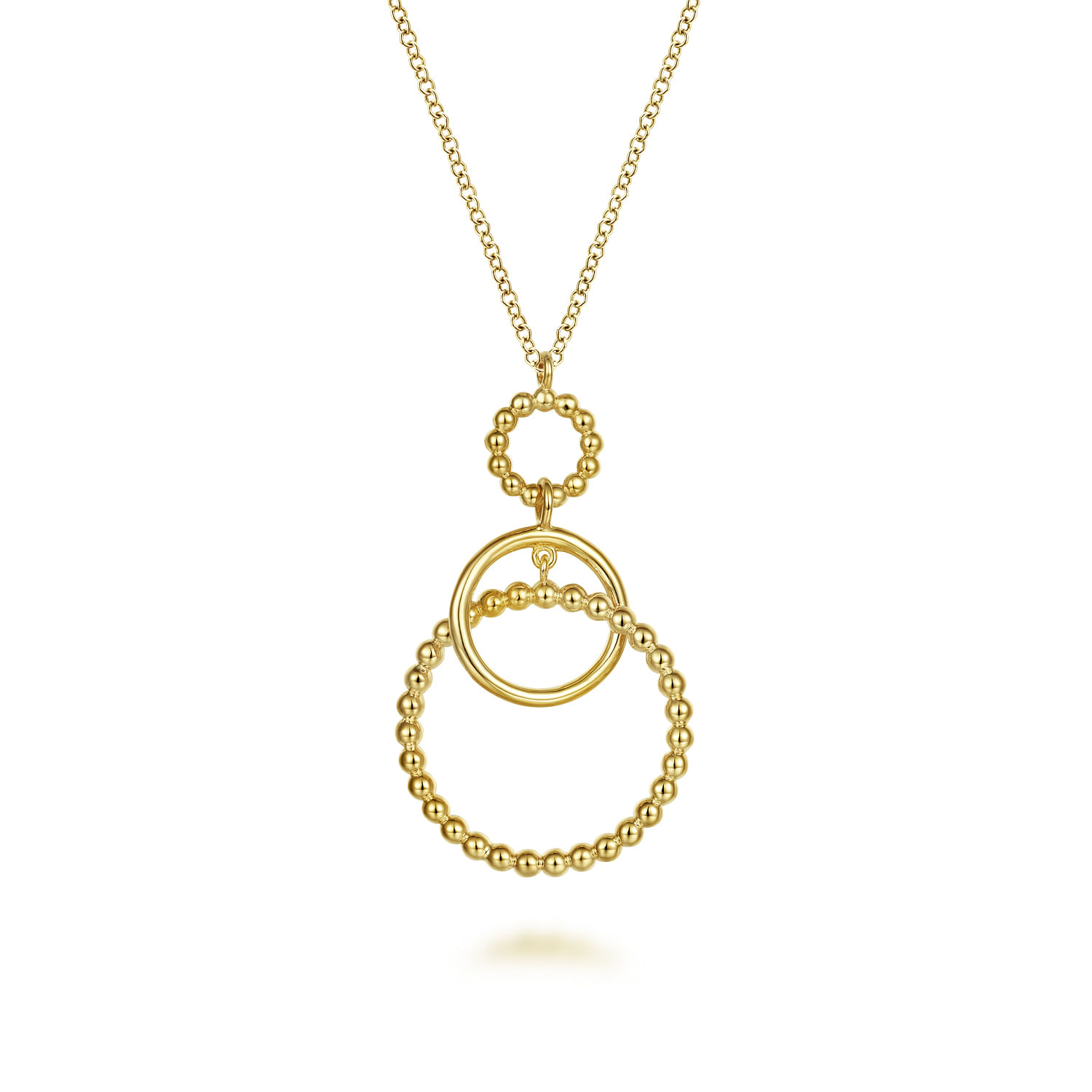 14K Yellow Gold Bujukan Multi Circle Pendant Necklace