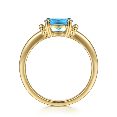 14K Yellow Gold Bujukan Oval Swiss Blue Topaz Bujukan Promise Ring