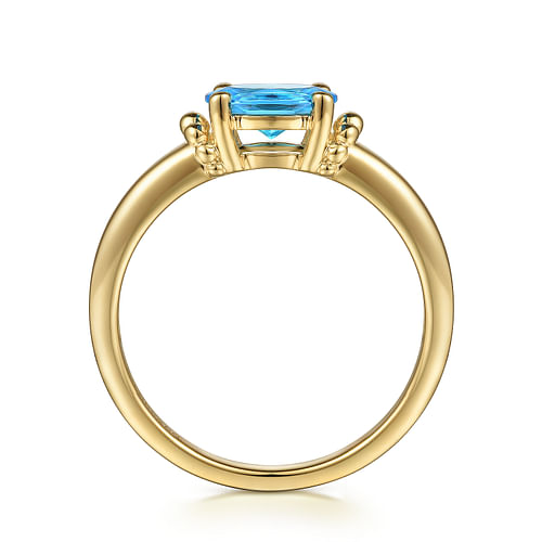 14K Yellow Gold Bujukan Oval Swiss Blue Topaz Bujukan Ring