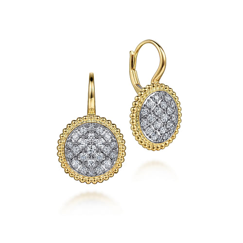 14K Yellow Gold Bujukan Pavé Diamond Drop Earrings