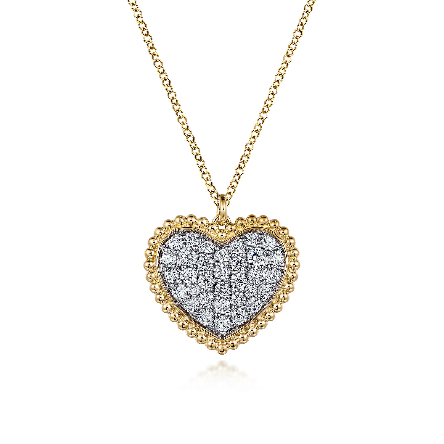 14K Yellow Gold Bujukan Pavé Diamond Heart Necklace