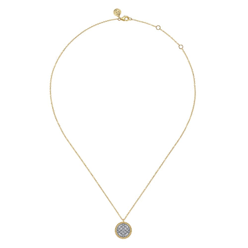 14K Yellow Gold Bujukan Pavé Diamond Medallion Necklace
