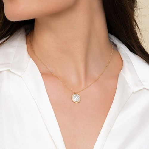 14K Yellow Gold Bujukan Pavé Diamond Medallion Necklace