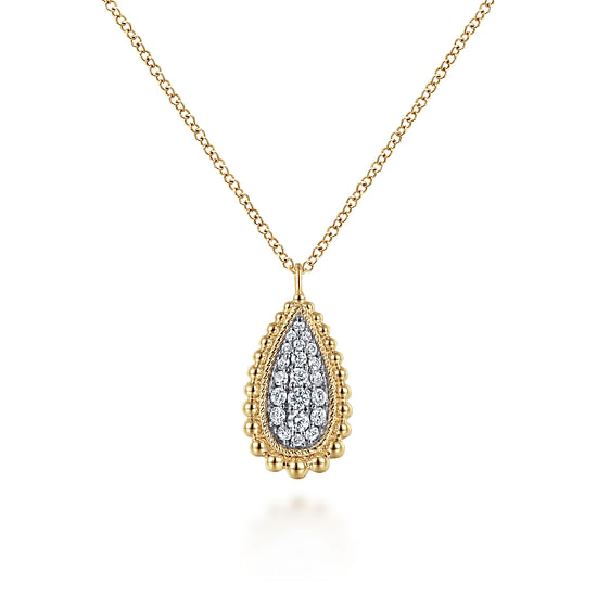 Gabriel - 14K Yellow Gold Bujukan Pavé Diamond Teardrop Pendant Necklace 