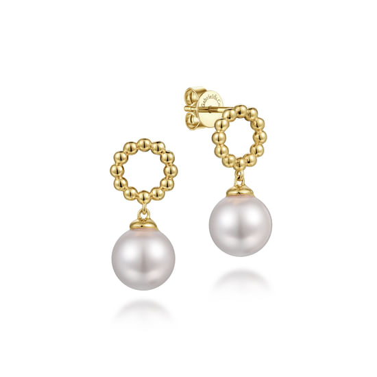 Gabriel - 14K Yellow Gold Bujukan Pearl Drop Earrings