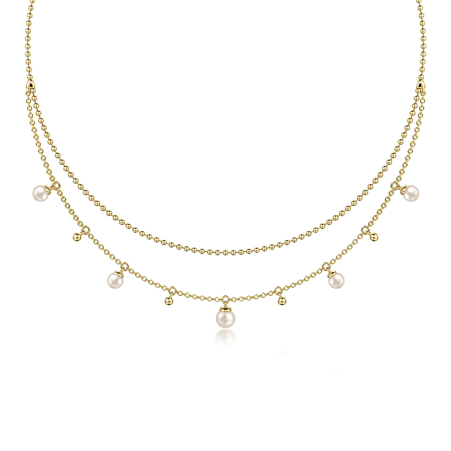 14K Yellow Gold Bujukan Pearl Layered Necklace