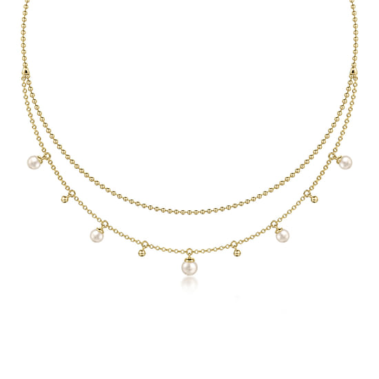 14K Yellow Gold Bujukan Pearl Layered Necklace